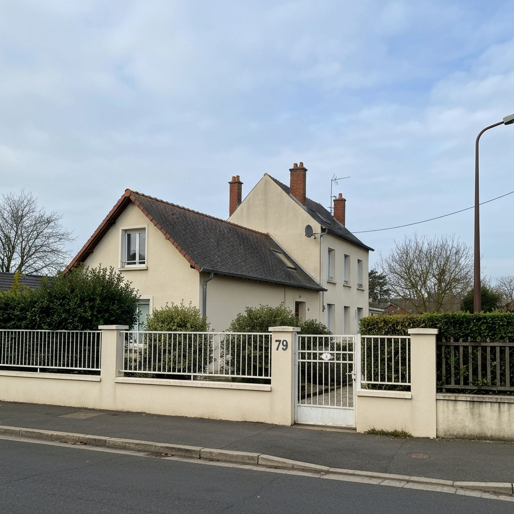 Vue de la rue Madeleine Perrinot à Bondoufle avec des maisons alignées et une voiture garée sur le côté.