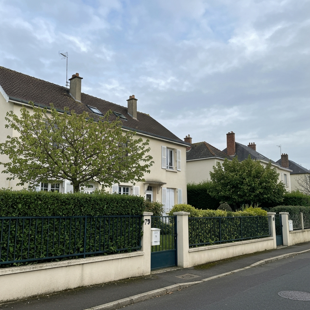 Vue de la rue Charles de Gaulle à Bondoufle avec indication des prix du mètre carré