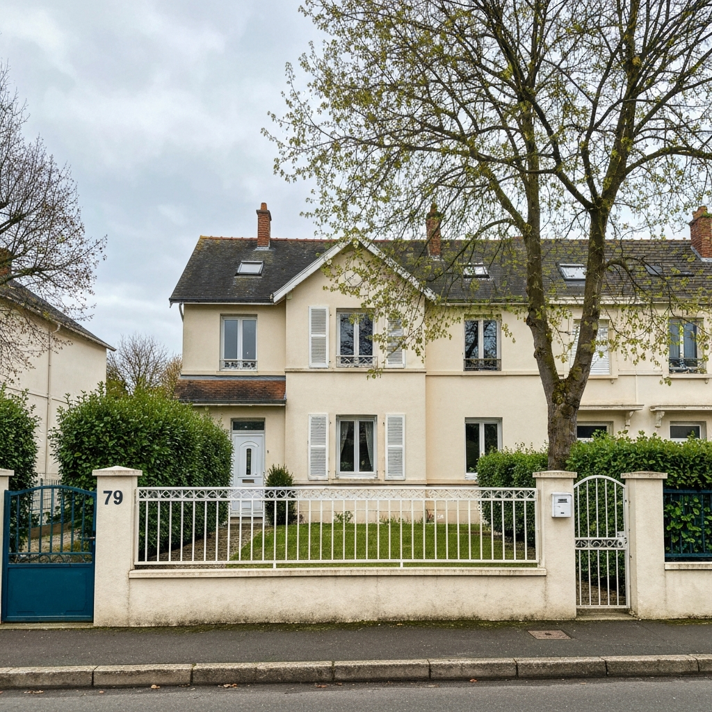 Vue de la rue de Villeroy à Bondoufle avec indication des prix du mètre carré