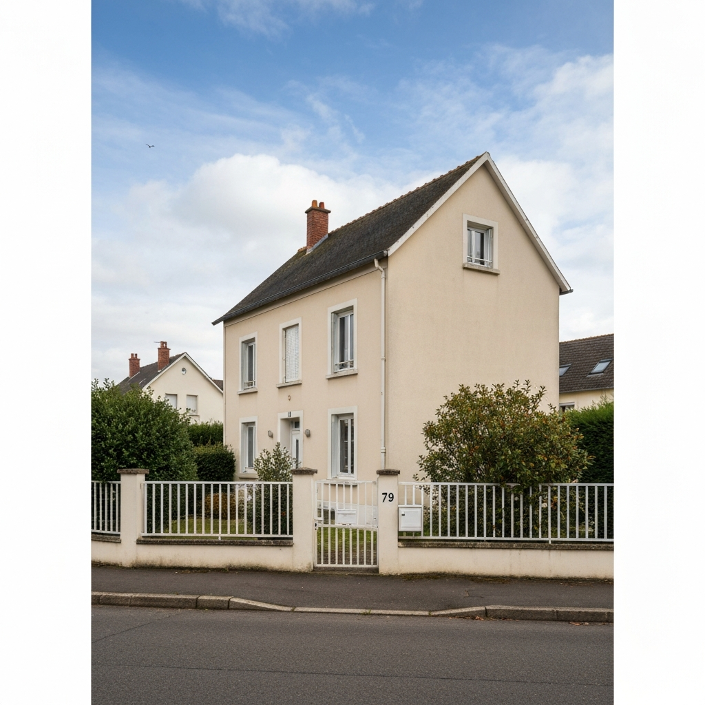 Vue extérieure d'une maison F5 à Bondoufle avec un jardin bien entretenu