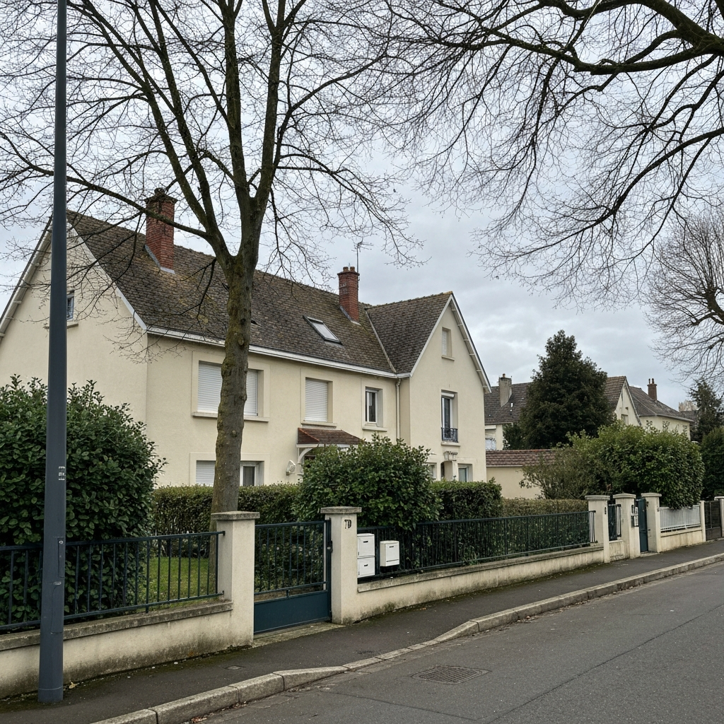 Vue panoramique de Bondoufle avec une maison à vendre